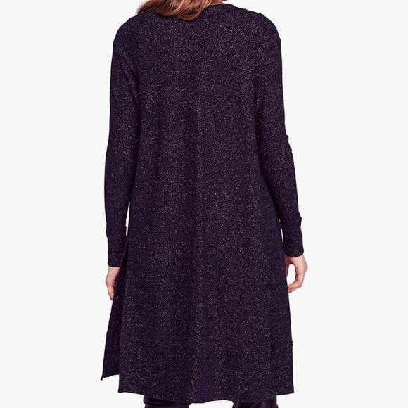 Free People We the Free Navy Blue Metallic Button Down Long Length Cardigan - Picture 10 of 11